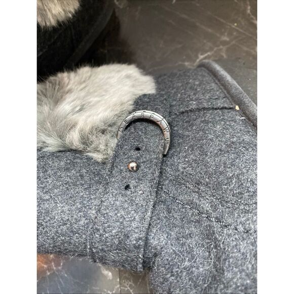 BEARPAW Women's Gray Wool Blend Faux Fur Cuff Winter Ankle Boots Size 9 - Picture 6 of 14